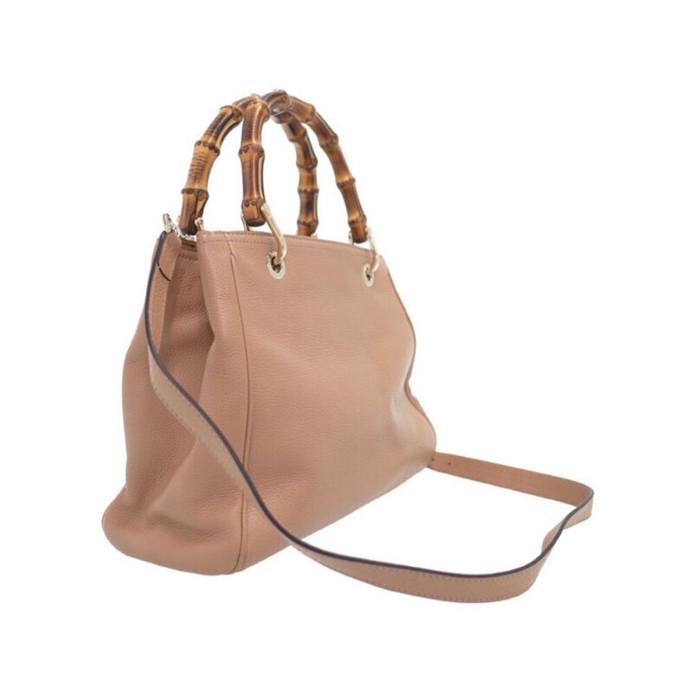 Gucci Shopper Bag Leather Tote Bamboo 2way